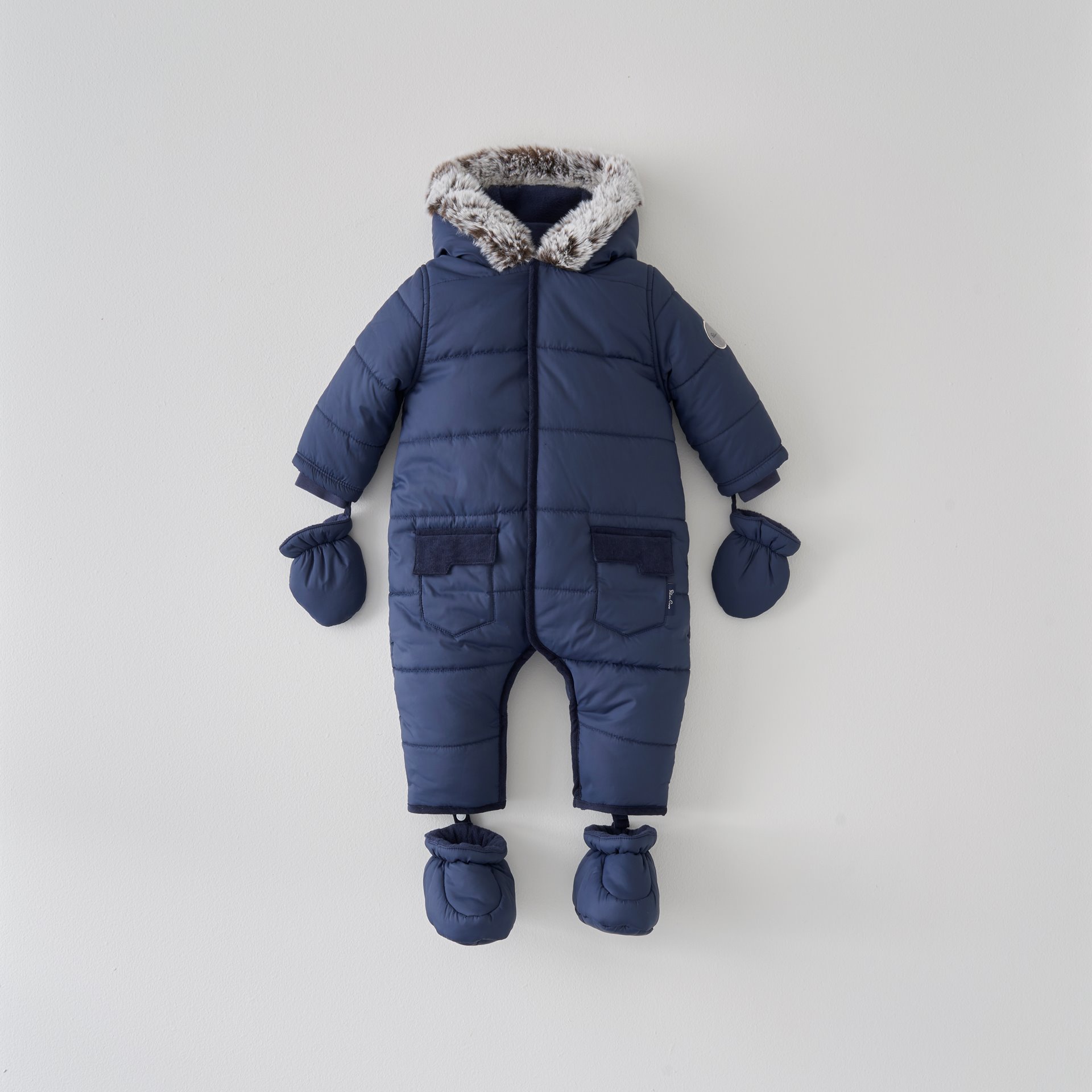 Navy Quilted Pramsuit 12-18 Months