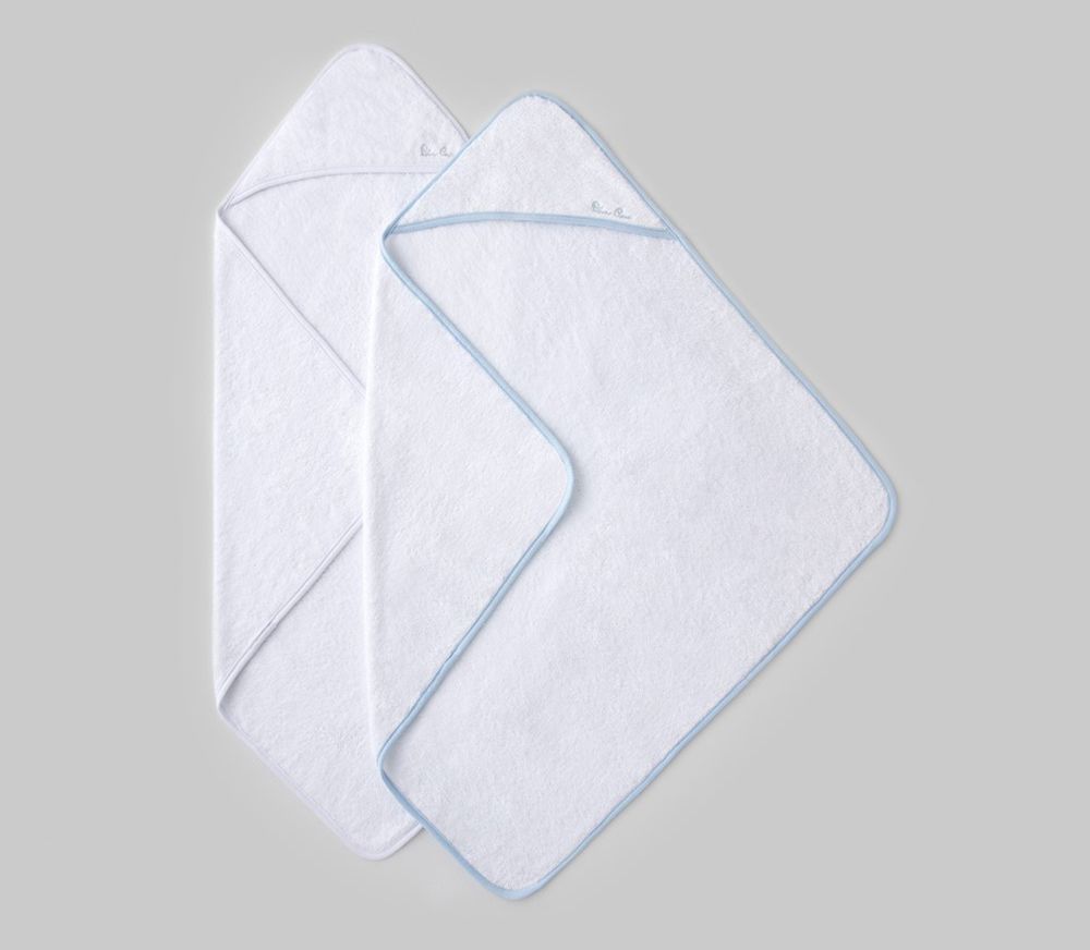 Hooded Towels (Twin Pack) - Blue/White
