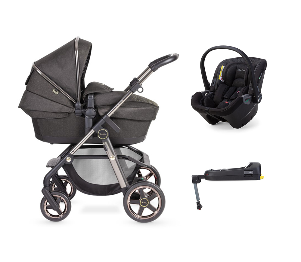 black silver cross pram