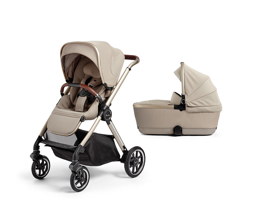 Beige silver shop cross pram